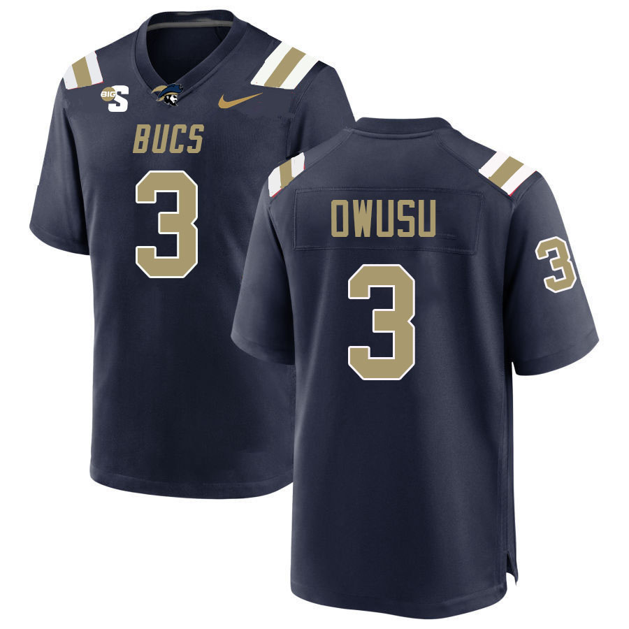 Men-Youth #3 Edward Owusu Charleston Southern Buccaneers College Football Jerseys Stitched Sale-Navy